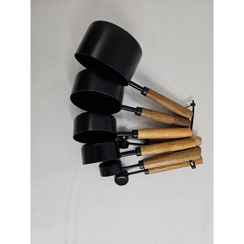 Metal and Wood Measuring Cups Set Of 8 - 1 Cup To 1/4 Tablespoon EUC - Picture 5 of 8